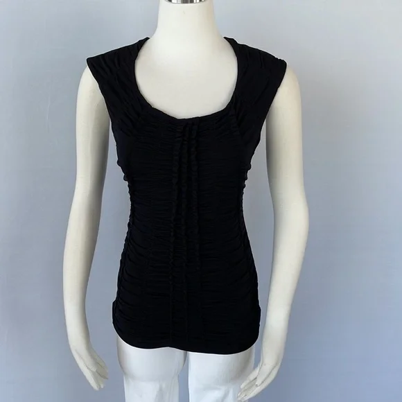 WHBM  Extended Sleeve Ruched Ruffle Top Size Small - Picture 5 of 14